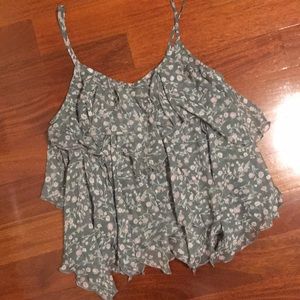 A&F Gray Floral Layered Tank Top - XS